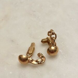 Vintage SWANK signed Cufflinks Gold Chain Link Earrings
